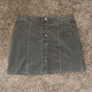 maurices olive corduroy button down mini skirt
